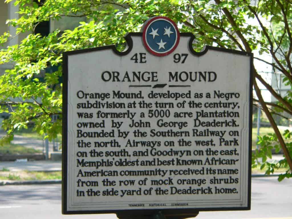 An historic marker in Orange Mound.