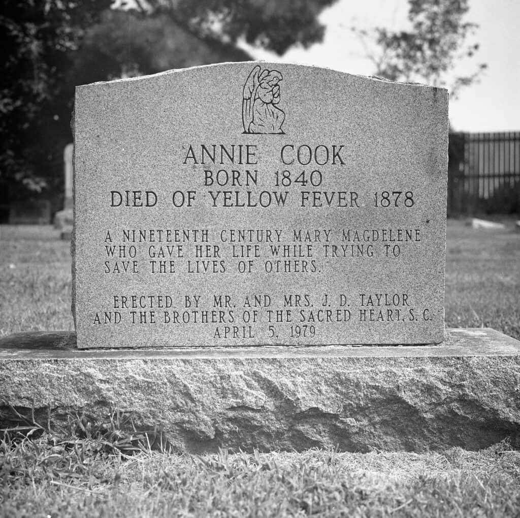 Annie Cook's monument at Elmwood Cemetery