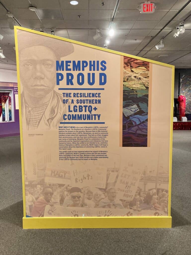 The 'Memphis Proud' exhibit includes a timeline of LGBTQ history in Memphis.