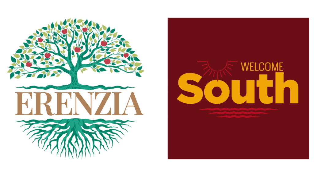 Erenzia and Welcome South logos, both created by Ray Rico Freelance