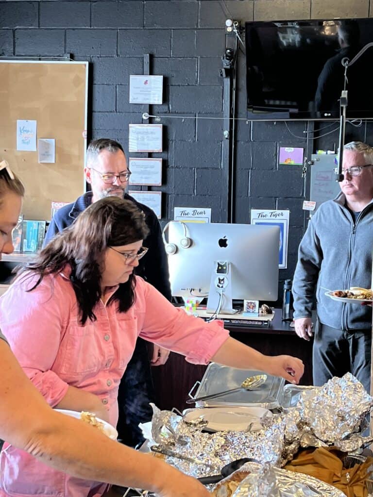 RRF team members pack their plates 